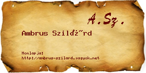 Ambrus Szilárd névjegykártya